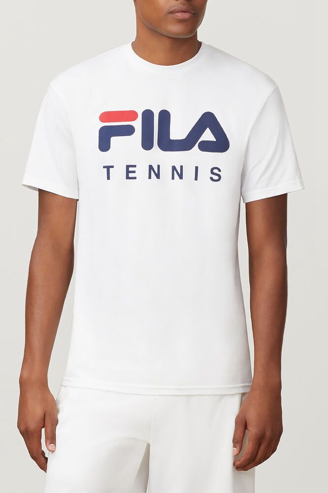 Fila T シャツ メンズ 白 Tennis 6092-FIXCQ